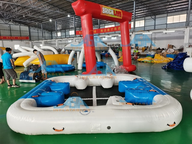 8 Person Floating Inflatable Island Connecting Inflatable Lounge Chair Mesh Detachable Inflatable Pool Float