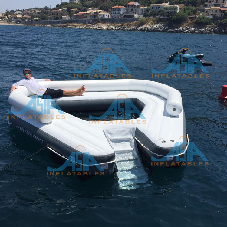 6-10 Person Inflatable Water Raft Pool Tropical Tahiti Ocean Floating Island, Large Inflatable Water Floating Islands