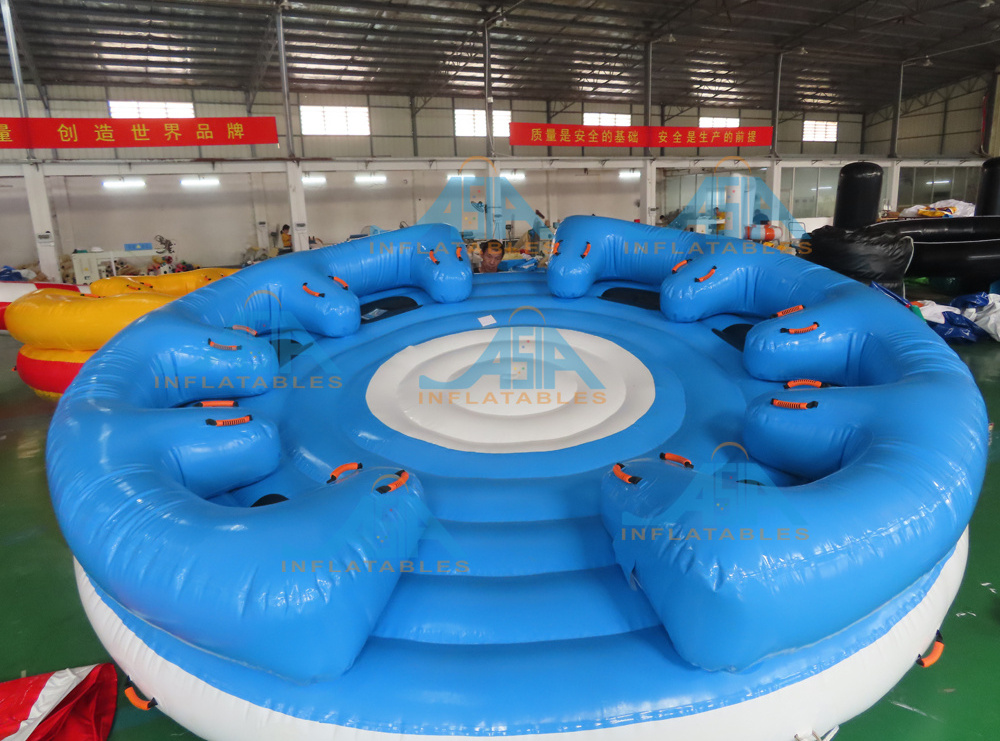 High quality PVC comfortable backrest super inflatable banana boat ride spinner towable UFO water twister for disco boating