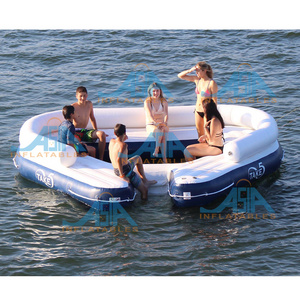 6-10 Person Inflatable Water Raft Pool Tropical Tahiti Ocean Floating Island, Large Inflatable Water Floating Islands