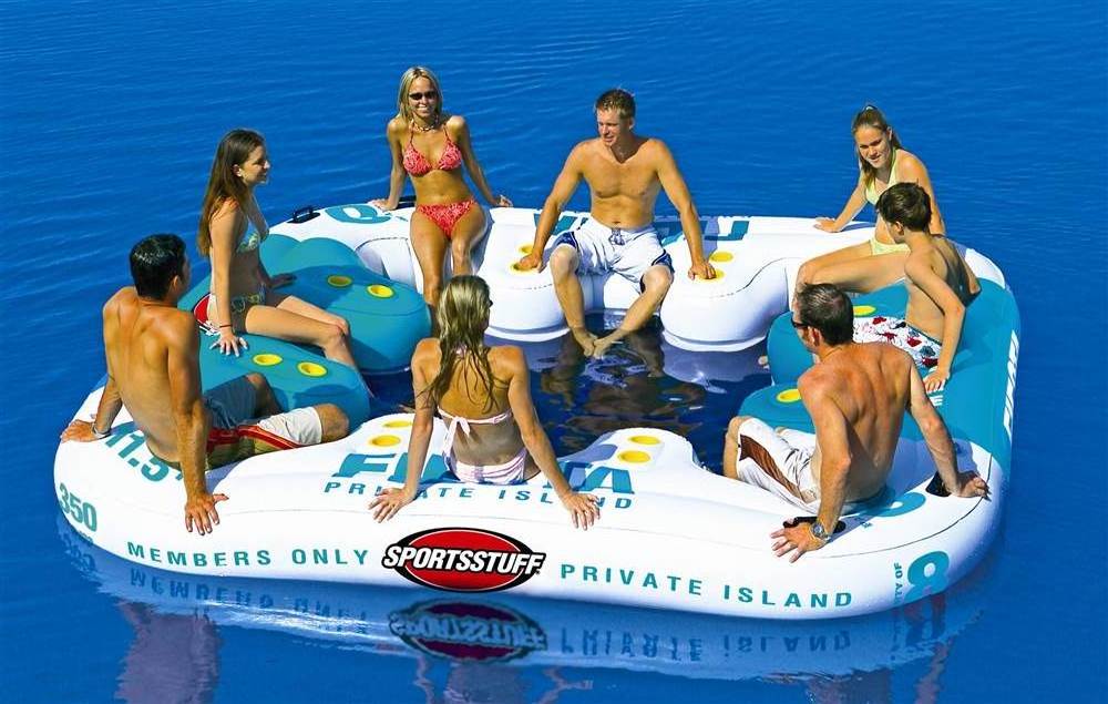 Factory Wholesales inflatable float island for 8 persons, Cooler Tropical Lake Pool River swimming lounge raft / floating lounge