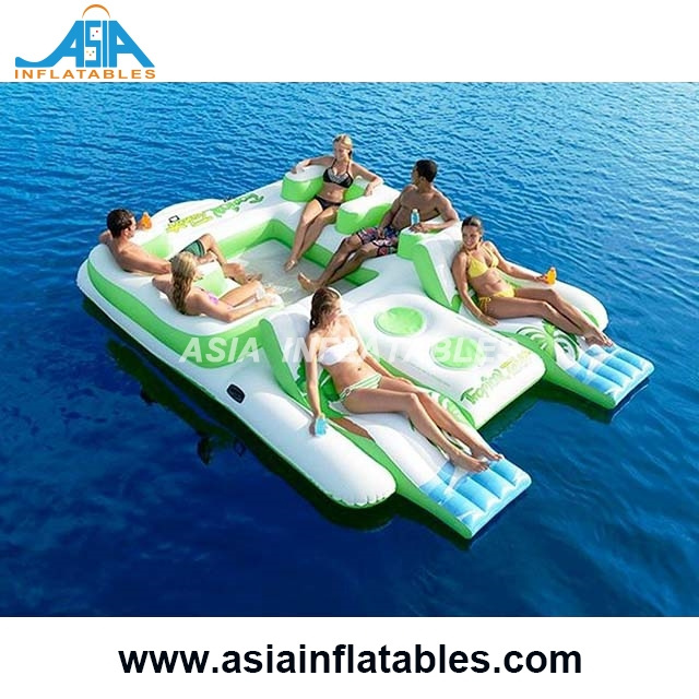 Party Raft For Lake Water Sport Game Tropical Tahiti Inflatable Floating Island Lounger