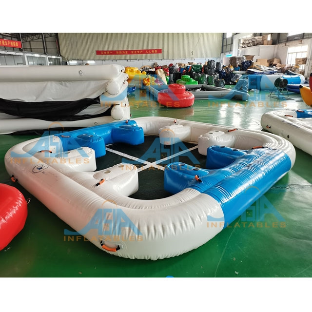 8 Person Floating Inflatable Island Connecting Inflatable Lounge Chair Mesh Detachable Inflatable Pool Float