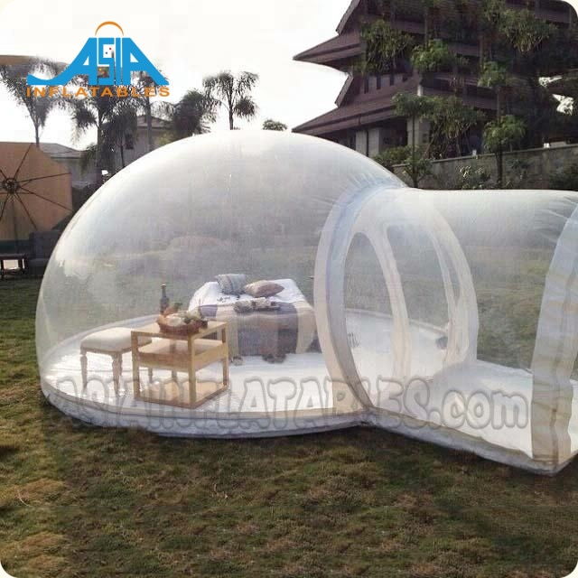 Outdoor Camping Inflatable Crystal Transparent Bubble Room Tent With Tunnel