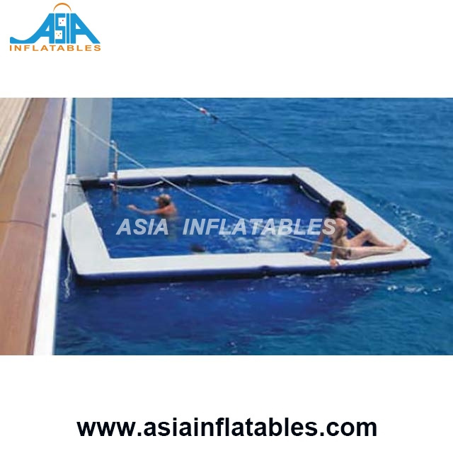 Pvc Sea/Lake Floating Inflatable Swimming Pool Rectangular Inflatable Pool With Black Net