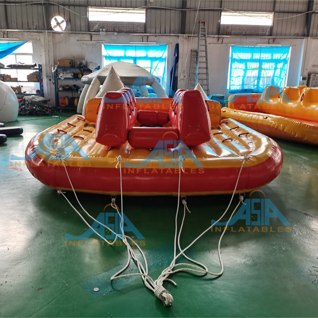 New Design Inflatable Towable Banana Slider Flying Floating Water Bike Pedal Boat For 9 Riders