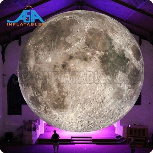 Custom PVC Globe Planets Inflatable Moon Balloon With LED Lights