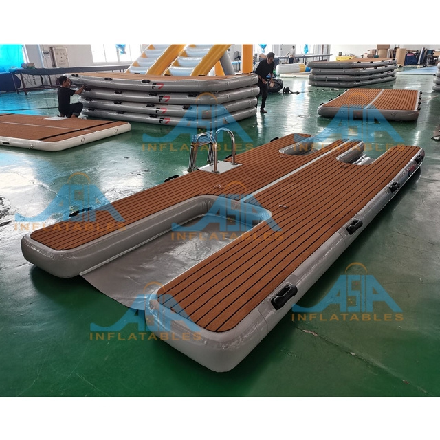 Inflate Floating Dock Inflatable Island Outdoor Foldable Inflatable Drop Stitch Dock Floating Water Platform