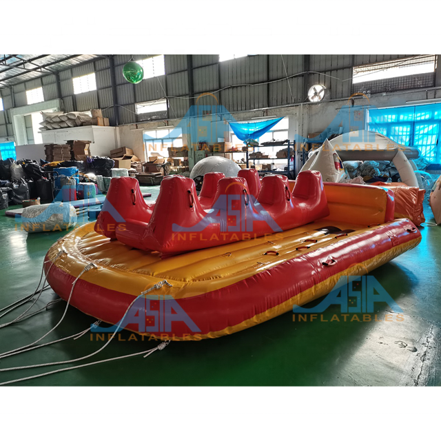 New Design Inflatable Towable Banana Slider Flying Floating Water Bike Pedal Boat For 9 Riders