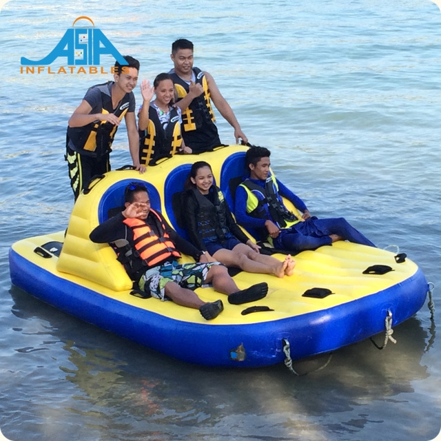 Custom 6 Seats Water Jet Ski Tube PVC Inflatable Crazy Towable Slipper Bandwagon UFO For Water Games