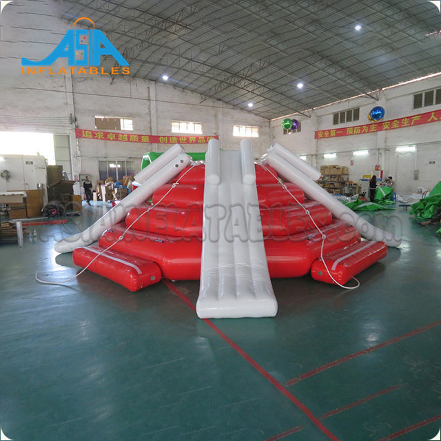 Four Slide Splash Inflatable Floating Slide / Lake Water Park Toy For Water Games