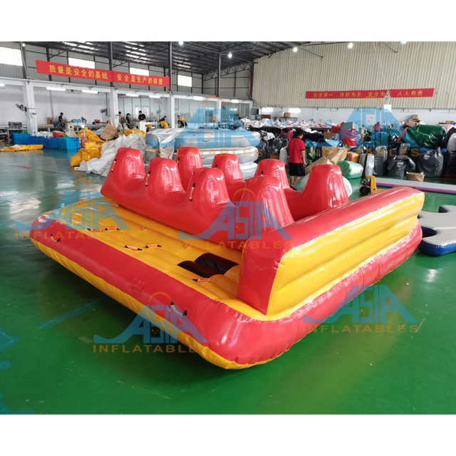 New Design Inflatable Towable Banana Slider Flying Floating Water Bike Pedal Boat For 9 Riders