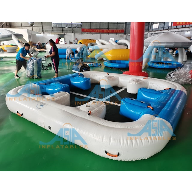 8 Person Floating Inflatable Island Connecting Inflatable Lounge Chair Mesh Detachable Inflatable Pool Float