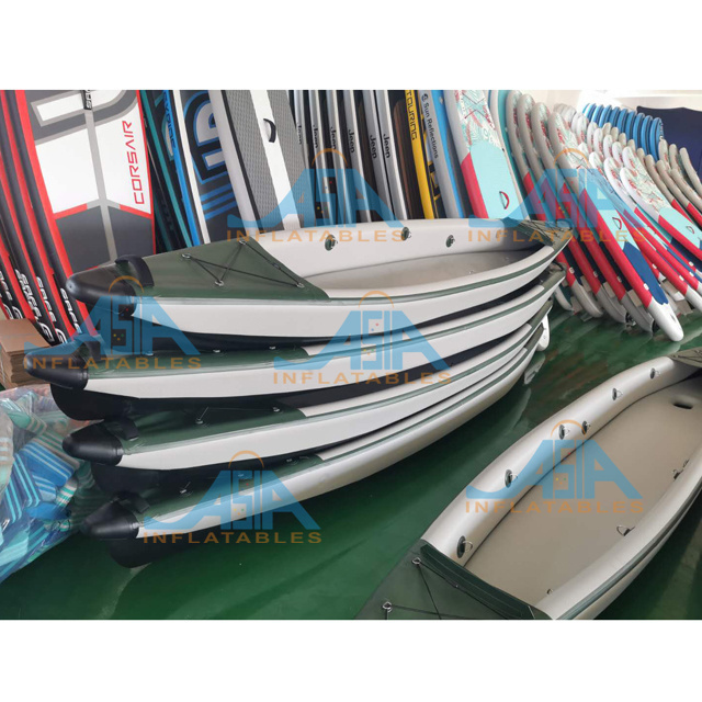 Stock 2 person factory customized fishing canoe rowing boat pedal Drop Stitch Inflatable Kayak with drain hol