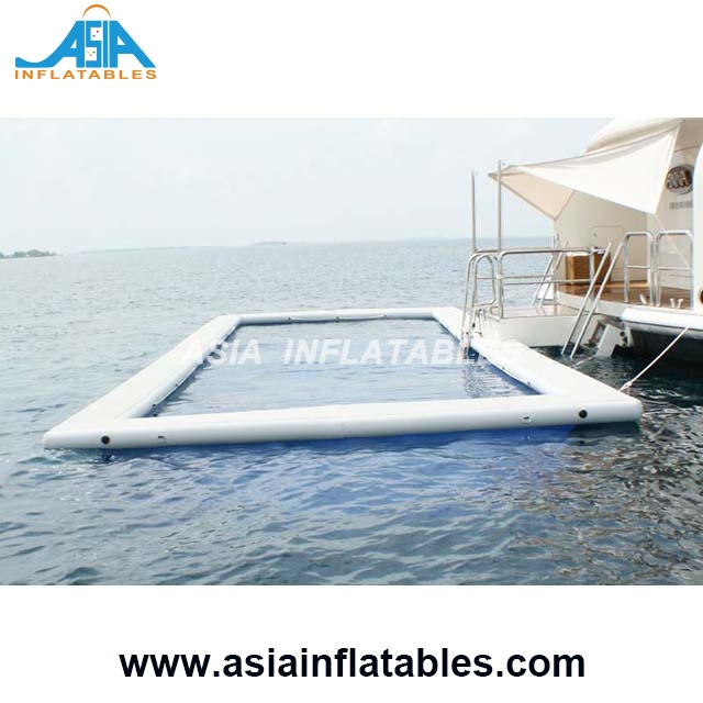 Pvc Sea/Lake Floating Inflatable Swimming Pool Rectangular Inflatable Pool With Black Net