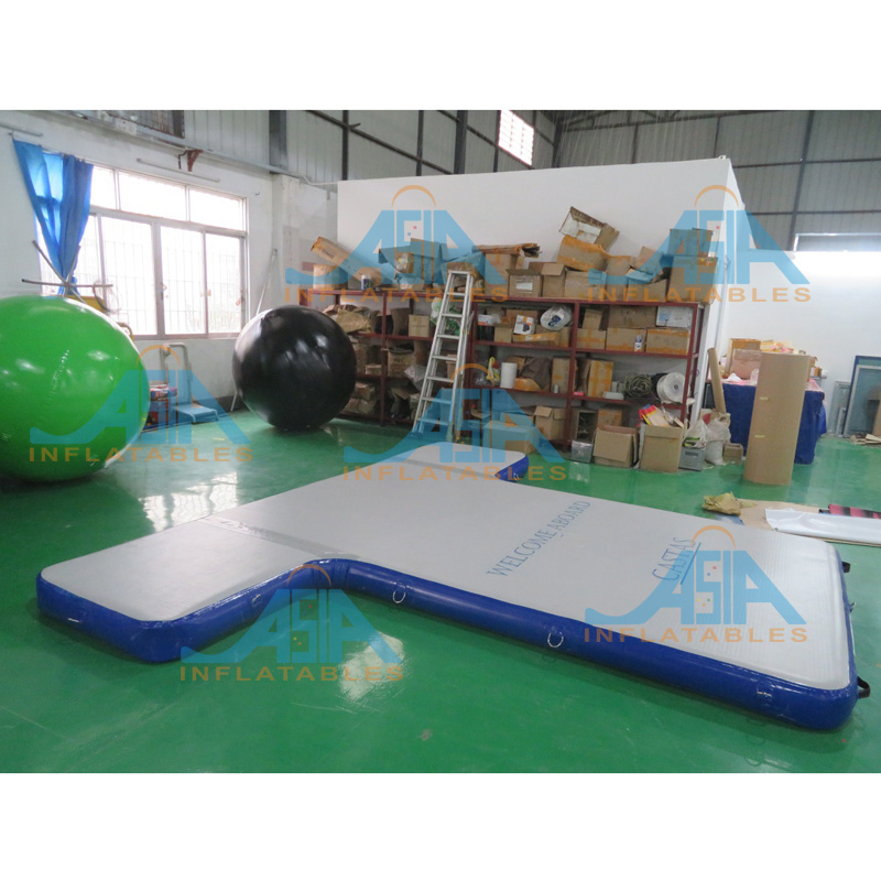 CUSTOM drop stitch T shape Motor Boat station jetski inflatable jet ski dock, floating water floating platform