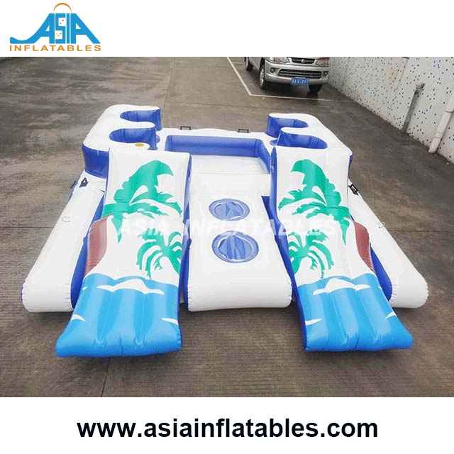 Party Raft For Lake Water Sport Game Tropical Tahiti Inflatable Floating Island Lounger