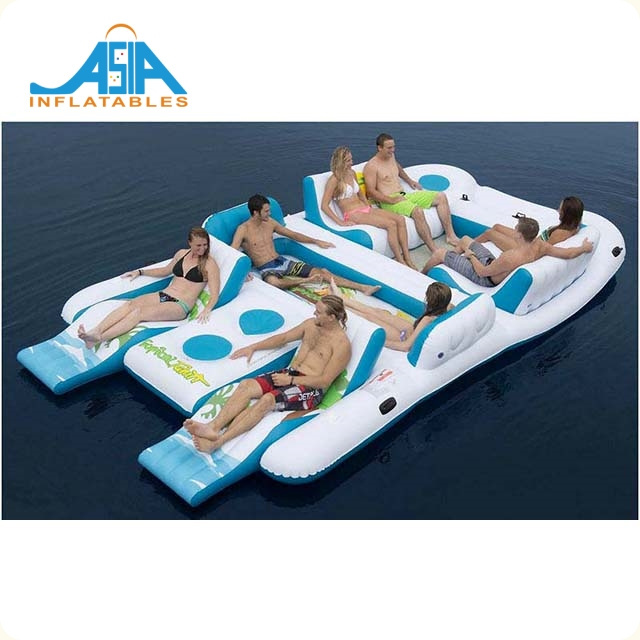 Party Raft For Lake Water Sport Game Tropical Tahiti Inflatable Floating Island Lounger