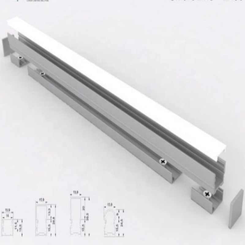 High quality  low price Aluminum and pc diffuser extrusion body material recessed aluminum led profile for strips