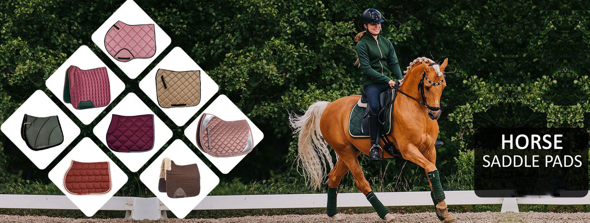 Customized Logo English Horse Riding Jumping Dressage Saddle Pads Western Style Soft Cotton Gel Filling with Fabric Lining