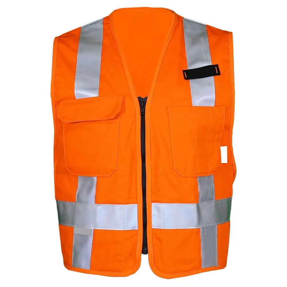 Outdoor Custom Men Engineers Construction vest High Visibility Reflective orange Work Security Safety Vest With Logo Custom Men