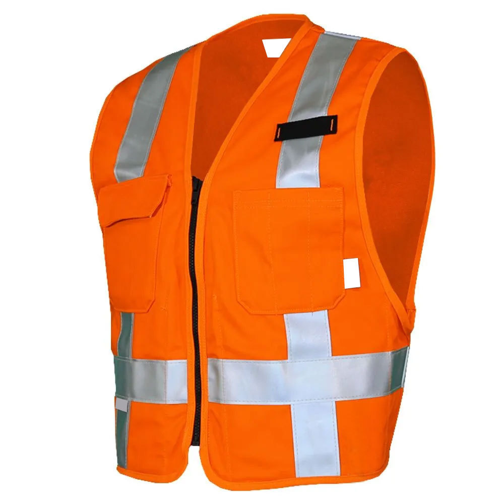 Outdoor Custom Men Engineers Construction vest High Visibility Reflective orange Work Security Safety Vest With Logo Custom Men