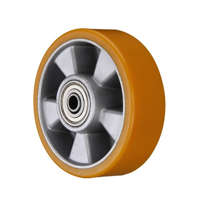 Double ball bearing 4 5 6 8 10 Inch PU Trolley Pallet other Wheel Aluminium  Core Industrial Heavy Duty caster wheels