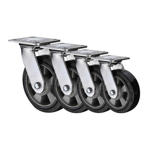 Swivel caster 6 / 8 inch sofa castor 150 / 200 mm Aluminium core elastic rubber wheel heavy duty trolley caster wheel