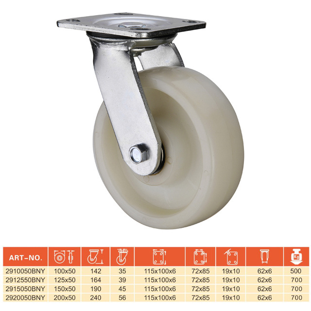 American type swivel castor durable Nylon wheel heavy duty 6 inch caster wheel with double ball bearing