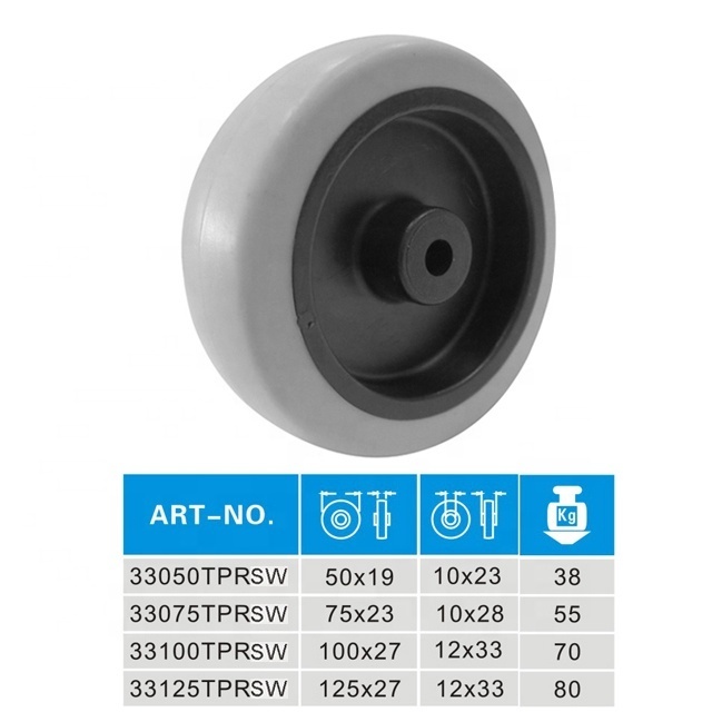 50mm Thermoplastic Rubber 2 inch Wheel trolley caster PP core TPR rubber wheel