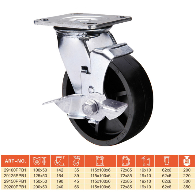 Best Quality Castor Wheel Steel 100 125 150 200 250 Mm Size  Swivel Caster Wheel Heavy Duty Caster Wheel