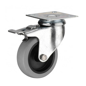 2 3 4 5 Inch Thermoplastic Rubber Swivel Casters TPR Wheels Indoor Furniture Casters With Brakes