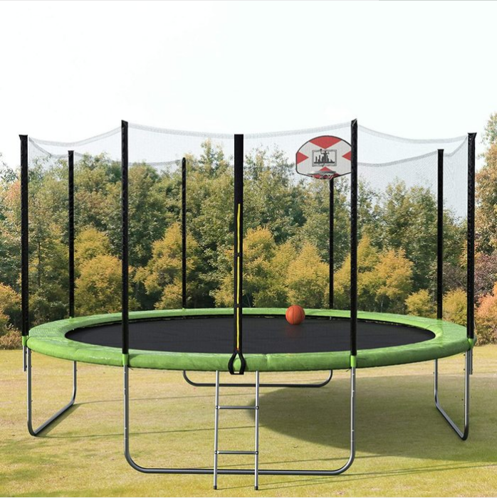 GSD 12FT outdoor trampoline with outsdie net with basketball box  CE GS approved