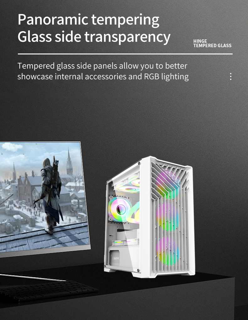 New product Customized glass computer pc case desktop gaming computer case support ITX M-ATX Computer Case