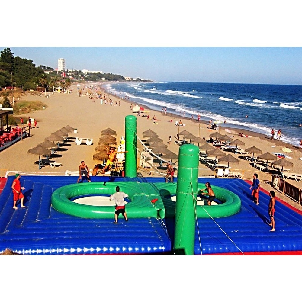 Beach sports game inflatable volleyball court with trampoline