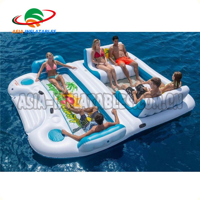 Cool Design 6 Person River Raft Tropical Tahiti / Inflatable water Raft Pool Tropical Tahiti Ocean Floating Island