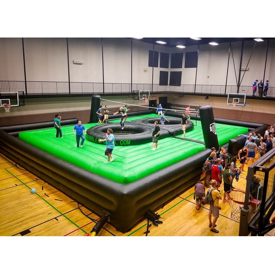 Beach sports game inflatable volleyball court with trampoline