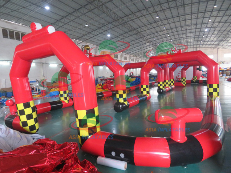 Modern commercial karting inflatable race track popular inflatable go karts race track