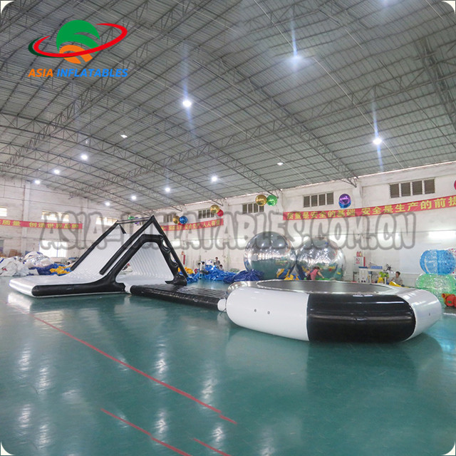 Mini Inflatable Water Park For Pool / Small Floating Aqua Park With Trampoline