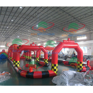 Modern commercial karting inflatable race track popular inflatable go karts race track