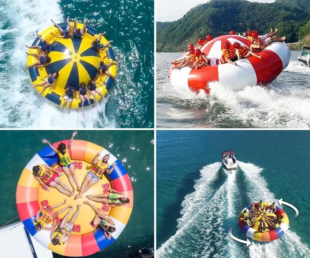 Water Entertainment Spinning Inflatable Disco Boat Towable Water Sports Toys Float Rotating Disco Boat Tube