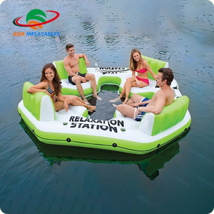 Giant 8 Person Inflatable tropical tahiti floating island, Inflatable Floating Island For Pool Parties