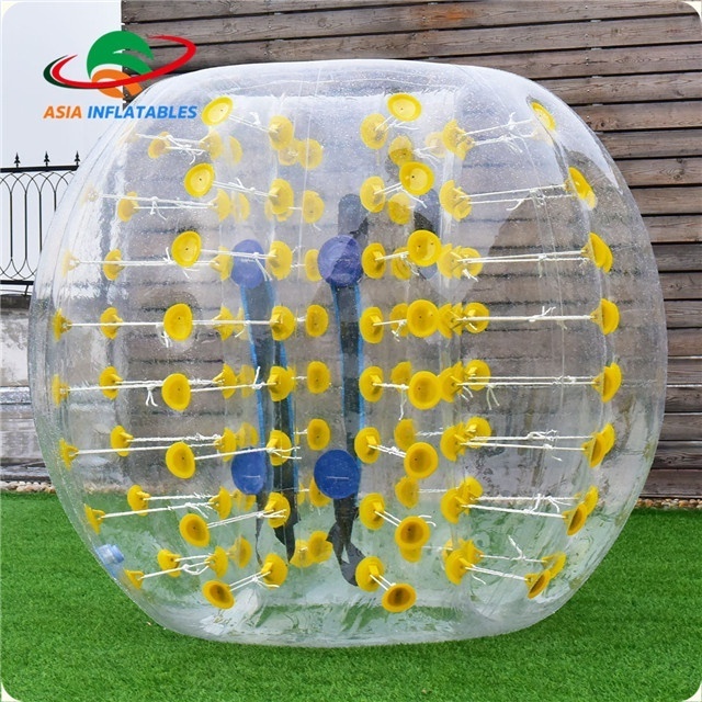 Interactive Game Inflatable Hamster Ball Soccer / Crazy Sport Yellow Dot Color Giant Inflatable Football Soccer Bubble Ball