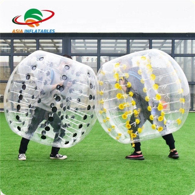 Interactive Game Inflatable Hamster Ball Soccer / Crazy Sport Yellow Dot Color Giant Inflatable Football Soccer Bubble Ball