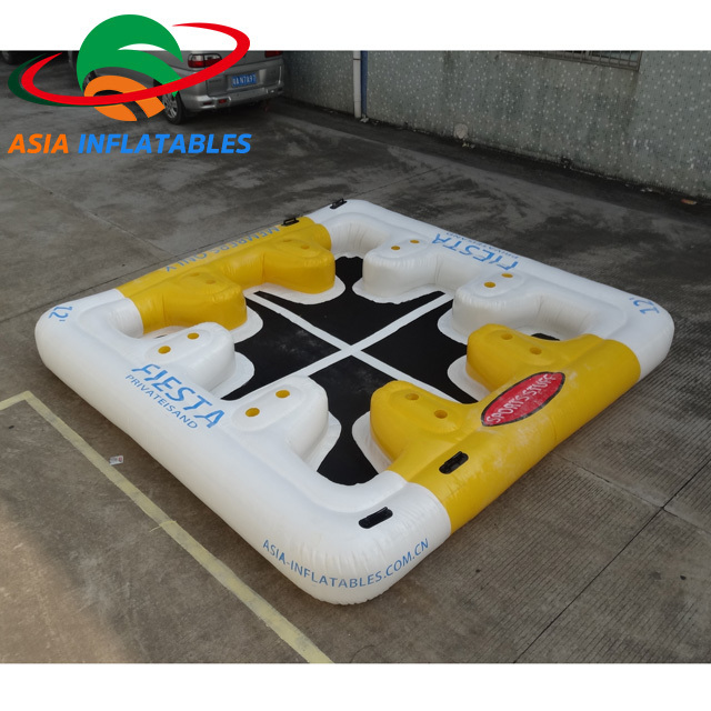 Inflatable Floating Platform Pool Ocean Lake 6 Person Tropical Tahiti Floating Island/ Inflatable water air bed for party