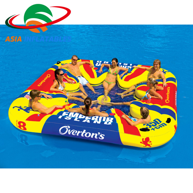 Inflatable Floating Platform Pool Ocean Lake 6 Person Tropical Tahiti Floating Island/ Inflatable water air bed for party