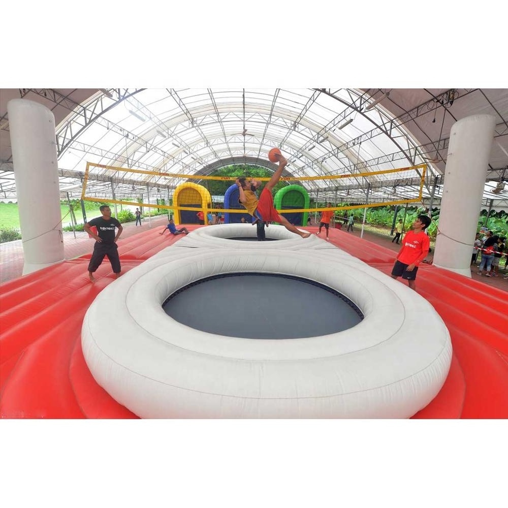 Beach sports game inflatable volleyball court with trampoline