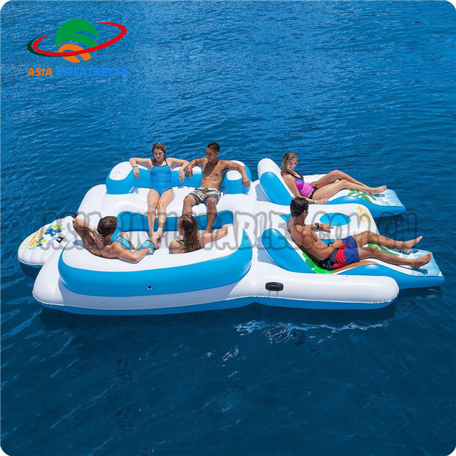 Attractive Inflatable Floating Island Lounge / Tropical Tahiti Party Pool Toy Island Customized