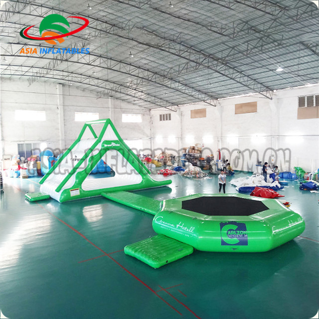 Mini Inflatable Water Park For Pool / Small Floating Aqua Park With Trampoline