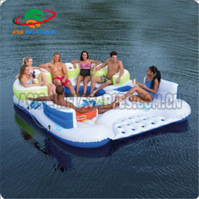 Cool Design 6 Person River Raft Tropical Tahiti / Inflatable water Raft Pool Tropical Tahiti Ocean Floating Island